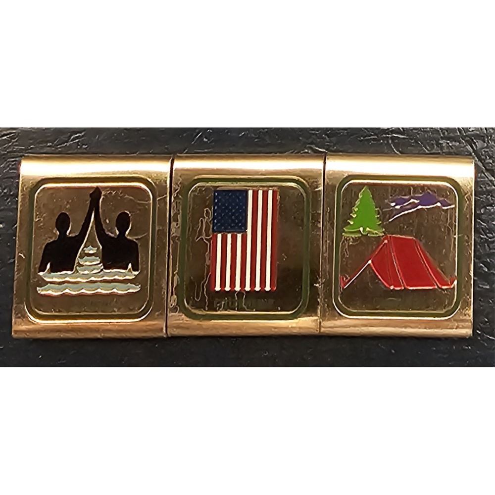 Lot of 3 Boy Scout Metal Belt Loops Camping Citizenship Swimming Achievements